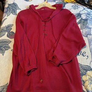 Women's Lace-Up Red Sweater
